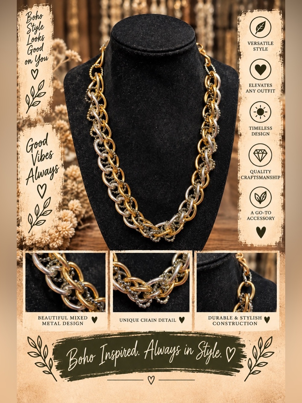 Lane Bryant Two-Tone Gold and Silver Chain Necklace